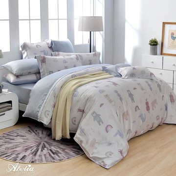 【Great Living格蕾寢飾】英國Abelia 巧達森林 特大天絲木漿纖維四件式兩用被床包組