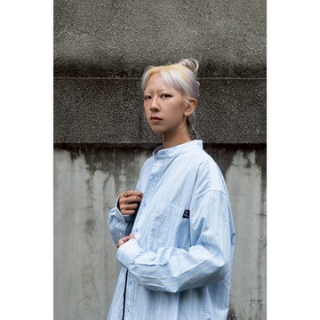 【odd CIRKUS】日系防曬 寬版刺繡條文襯衫 長袖襯衫