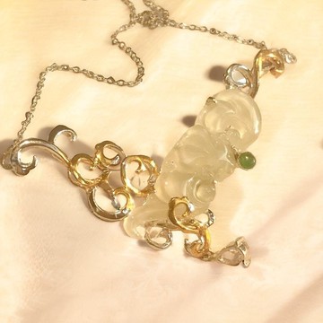 冰種翡翠福在眼前設計款鎖骨鍊 925純銀 | 天然A貨翡翠 | 送禮