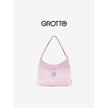 (免運)GROTTO個樂粉石Hobo植鞣褶皺羊皮通勤單肩斜挎軟包