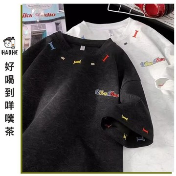 男生短袖T恤 休閒短T 男生短袖 重磅 刺繡 寬鬆 美式復古 日常穿搭 休閒百搭 日常實穿 舒適好搭