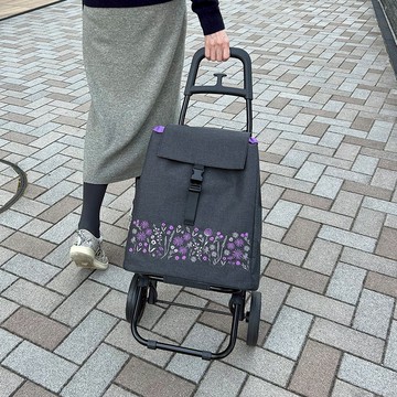 Floris 防潑水刺繡保溫保冷摺疊購物車-25L 雅痞灰