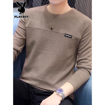 花花公子衛衣男士2026年冬季新款圓領打底上衣服加絨長袖t恤男裝