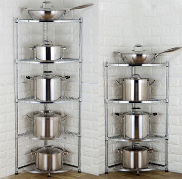 廚房不銹鋼多層落地三角置物架家用鍋架放鍋架子墻角收納架轉角架