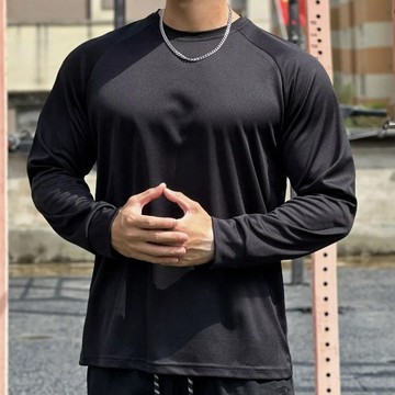 新品【秋冬】秋季休閒長袖訓練服男健身長袖運動T恤戶外圓領跑步吸汗寬鬆速幹