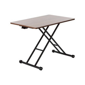 樂嫚妮 E1板材氣壓無段式升降茶几桌/邊桌/餐桌-胡桃色胡桃色