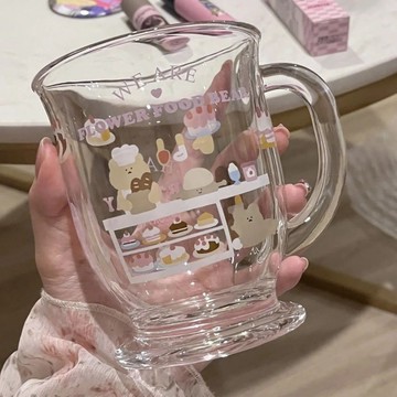 🍎【青蘋果防燙小熊杯】ins高顔值蛋糕玻璃杯 卡通大容量便攜設計 台灣出貨