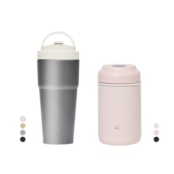 《減塑環保》Ti 純鈦渾圓杯770ml-AllDay隨行款 (抗熱款) (附Tritan扭扭彈跳粗吸管) + 大口真瓷食物長鮮保溫罐600ml