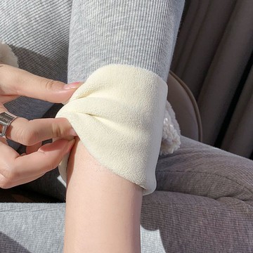 加絨打底褲女秋冬顯瘦棉細螺紋豎條加厚高腰灰色保暖外穿緊身褲 保暖打底褲 顯瘦內搭褲 打底褲女 緊身褲 休閒褲 保暖褲