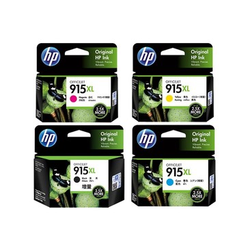 HP 【1黑3彩】915XL 四色 原廠高容量墨水匣 (3YM22AA+3YM19AA+3YM20AA+3YM21AA)