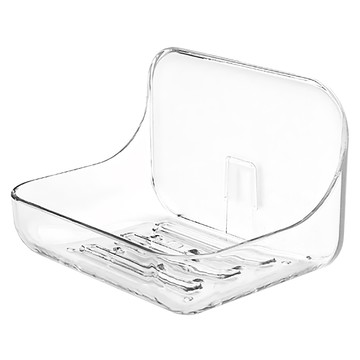 輕奢風浴室置物架 PET材質 強力背貼 免釘安裝  12 x 8cm  透白色  1組