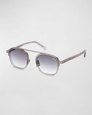 Men's Orizzonte I Geometric Acetate and Metal Sunglasses