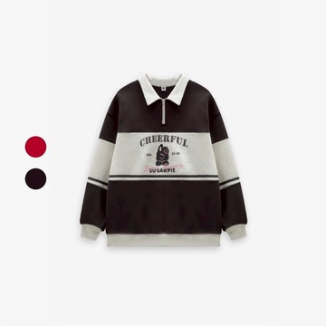 50% Fifty Percent｜軟軟兔美式拼接翻領T恤｜02582311006