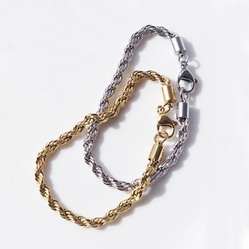 細緻光澤 不鏽鋼麻繩編織手鍊 Gold/Silver