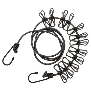 DIBOTE 迪伯特 戶外防風彈力曬衣繩 W3006-1 1.7m 12夾  1套  黑色