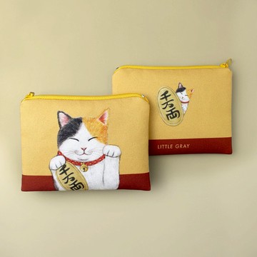 萬用零錢收納包 _ 招財花貓