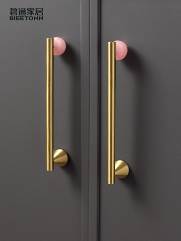 櫃門把手 「單珠」水晶拉手柜門把手衣柜現代極簡約金色櫥柜門把手輕奢