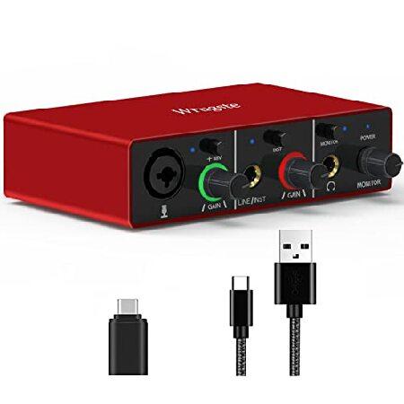 USB Audio Interface Solo(24Bit 96kHz) 48V Phantom Power for Computer Recording Podcasting and Streaming Plug and Play Noise-Free Wrugste XLR Audio Int