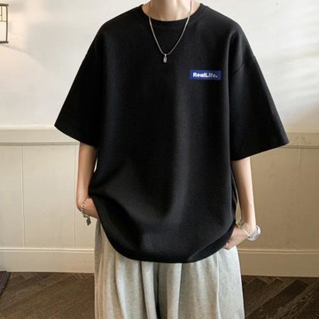 質感華夫格短袖t恤男夏季潮牌高克重磅體恤潮流2023新款五分衣服