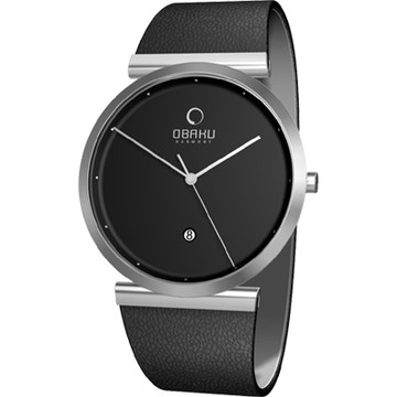 OBAKU 刻劃時光簡約時尚腕錶-銀黑-V137UCBRB-38mm