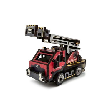 【DIY 手作】迷你拼拼車-消防雲梯車  親子 台灣 教具 木質車