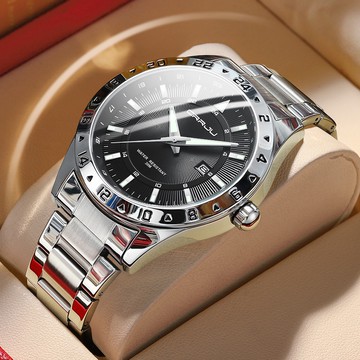 CRRJU 簡約石英手錶男士時尚腕錶帶日期高品質夜光男時鐘 5007