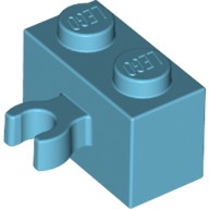 變形磚 1x2 with Vertical Clip (thick open O clip) 30237b 湖水藍色 6097494