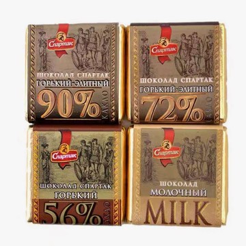 【24h發貨 台灣現貨】俄羅斯進口斯巴達克 90% 72% 56%純黑可可脂 苦巧克力獨立包裝 苦味黑巧 歡迎批發團購