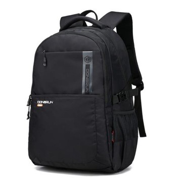 歐美時尚暗格紋尼龍雙肩背包商務電腦大容量休閑旅行男士純色書包