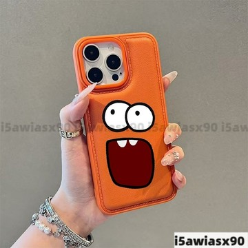 兩隻齙牙表情新款橙色殼 皮紋氣墊防摔 蘋果17 pro max i16 i11 i15 plus i13 14手機殼