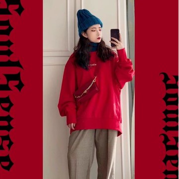 SoulSense十字架明星同款印花圓領國潮寬松情侶裝休閑衛衣