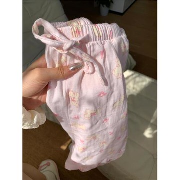 A類純棉2025夏季新款夏天睡褲女雙層嬰兒紗布全棉短褲遛彎家居褲