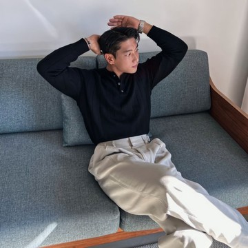 領針織長袖男士早秋韓版坑條紋理感T卹休閒通勤輕熟風打底衫JF018