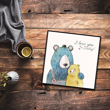 爸爸熊愛你 - 親子/方形/多彩/質感/掛畫/咖啡廳/工作室