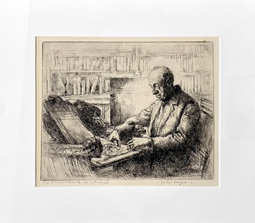 匈牙利藝術家 Julius Komjati  蝕刻版畫 - Portrait of a man