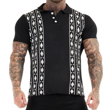 男裝夏季提花針織衫短袖商務POLO衫 Men's Summer Short Sleeve