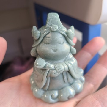 逸品軒～天然翡翠A貨-O0482-瓜料媽祖擺件高72.3mm寬52.6mm厚35mm