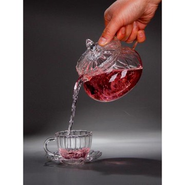 耐熱玻璃茶具蠟燭加熱花茶壺辦公室迷你泡茶壺透明過濾煮水果茶器