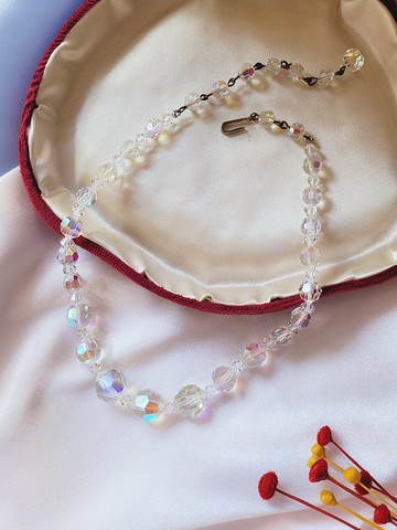 美國西洋古董飾品 / 奧地利水晶超閃亮古董項鍊/復古珠寶首飾