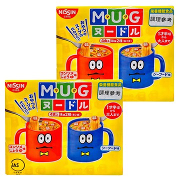 NISSIN 日清 馬克杯麵  4食入2味 (各2食)  日式美味小餐 快速出餐  適合工作、學習間隙  滿足日常輕食需求  2袋