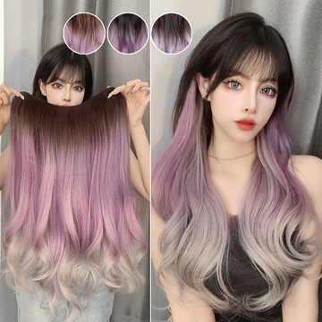 [台灣出貨附發票] 假髮 髮片 假髮片 漸變色假髮片 挑染髮片 wig 挑染假髮 假髮髮片 大波浪彩色髮片 一片式髮片