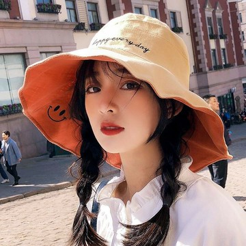 雙面漁夫帽女日系大沿帽子女韓版潮夏季百搭遮陽帽防曬遮臉太陽帽