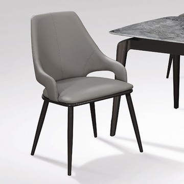 Boden-布拉爾工業風灰色皮革餐椅/單椅/休閒椅/洽談椅/商業椅(四入組合)-53x68x91cm