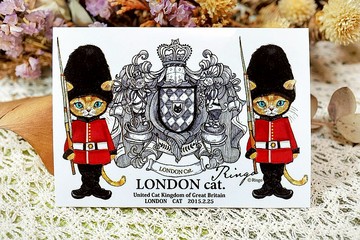 衛兵貓 (橫式) - 手繪日製動物療癒防水貼紙 / 小卡片 / 行李箱 / 筆電