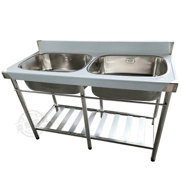 水槽洗衣槽 【Abis】客製商品-頂級升級加牆款304不鏽鋼125CM洗台雙槽式加深大水槽/洗手台/洗碗槽/流理台-1入