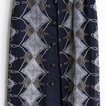 【蛋植物古著】宇宙漣漪印花假兩件式無袖古著洋裝