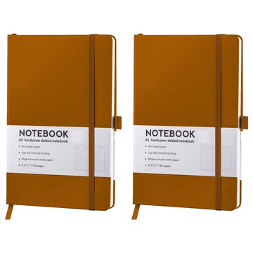 德利生活 綁帶筆記本 A5焦糖色｜簡約風 彈性綁帶 不滲墨  2入