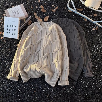 高領毛衣 秋冬季新款寬鬆慵懶風麻花粗線內搭打底衫上衣外穿加厚