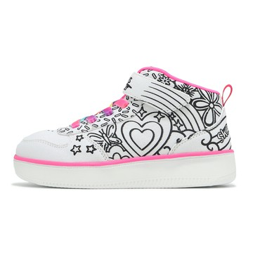 Skechers 休閒鞋 Sport Court 92 大童 中童 白 黑 可塗鴉 附彩色筆 魔鬼氈 小朋友 童鞋 302213LWMLT