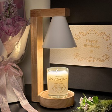 生日禮盒 訂製香薰蠟燭專屬祝福刻字 木質融燭燈智能定時 送女友